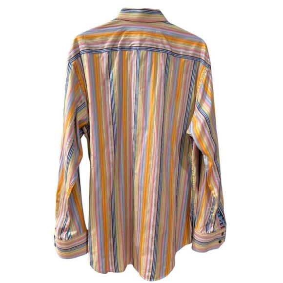 Robert Graham Multicolor Stripes Button Down Shirt with Cars French Cuff Size XL - Picture 6 of 6